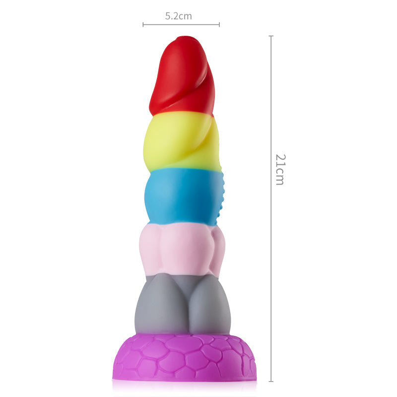 Rainbow dildo large with suction cup