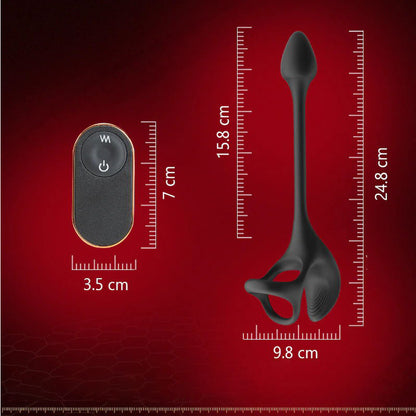 Plug Anal Hombre Estimulador Vibración con Anillos de Pene